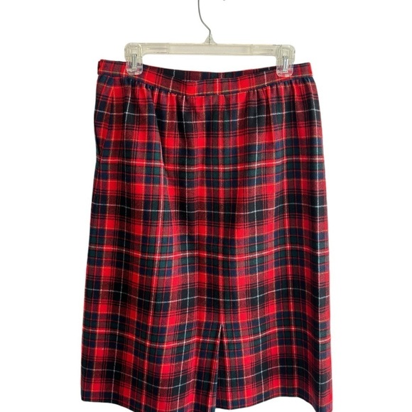 VTG Pendleton Skirt Tartan Plaid Wool Midi 14P Lined Pleaded Pockets Made in USA - Picture 11 of 13